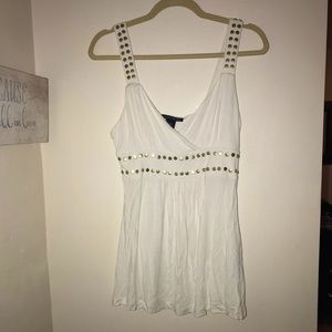 Boston proper, white cross cross tank with beads